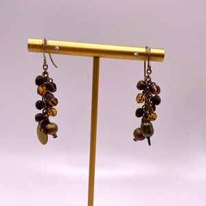 Multi beaded drop earrings brown tones